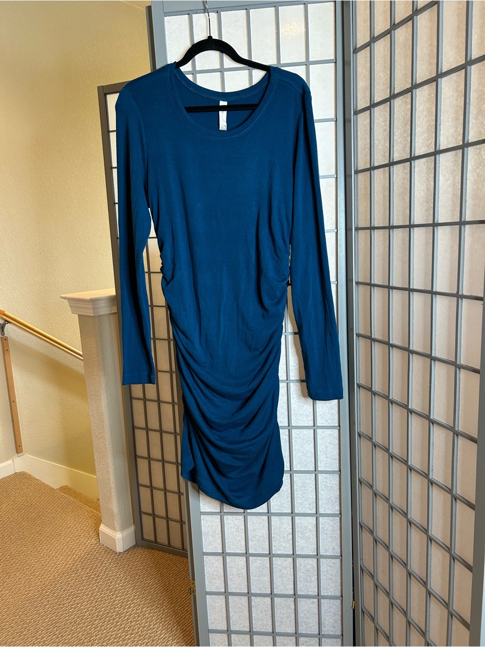 NWT Anthropologie Daily Practice Long Sleeve Teal Ruched Women’s Dress